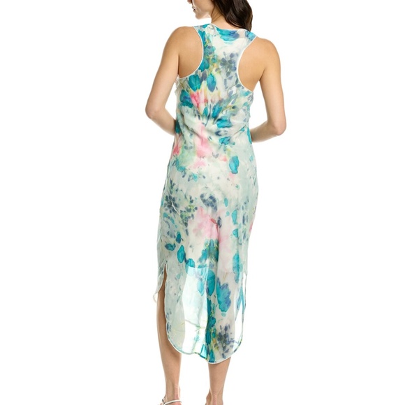 Go> by GoSilk Watercolor Print Silk Dress - Picture 2 of 4